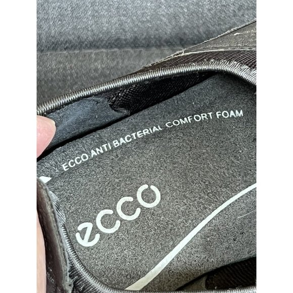 ECCO Womens Bluma Toggle Lace Up Metallic Silver Leather SlipOn Sneakers Sz 10.5 - Picture 11 of 16